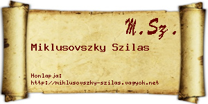 Miklusovszky Szilas névjegykártya